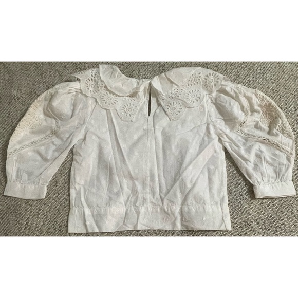 Anthropologie Lacy Ruffled Kids Blouse White NWT Size 5/6 - Picture 9 of 16